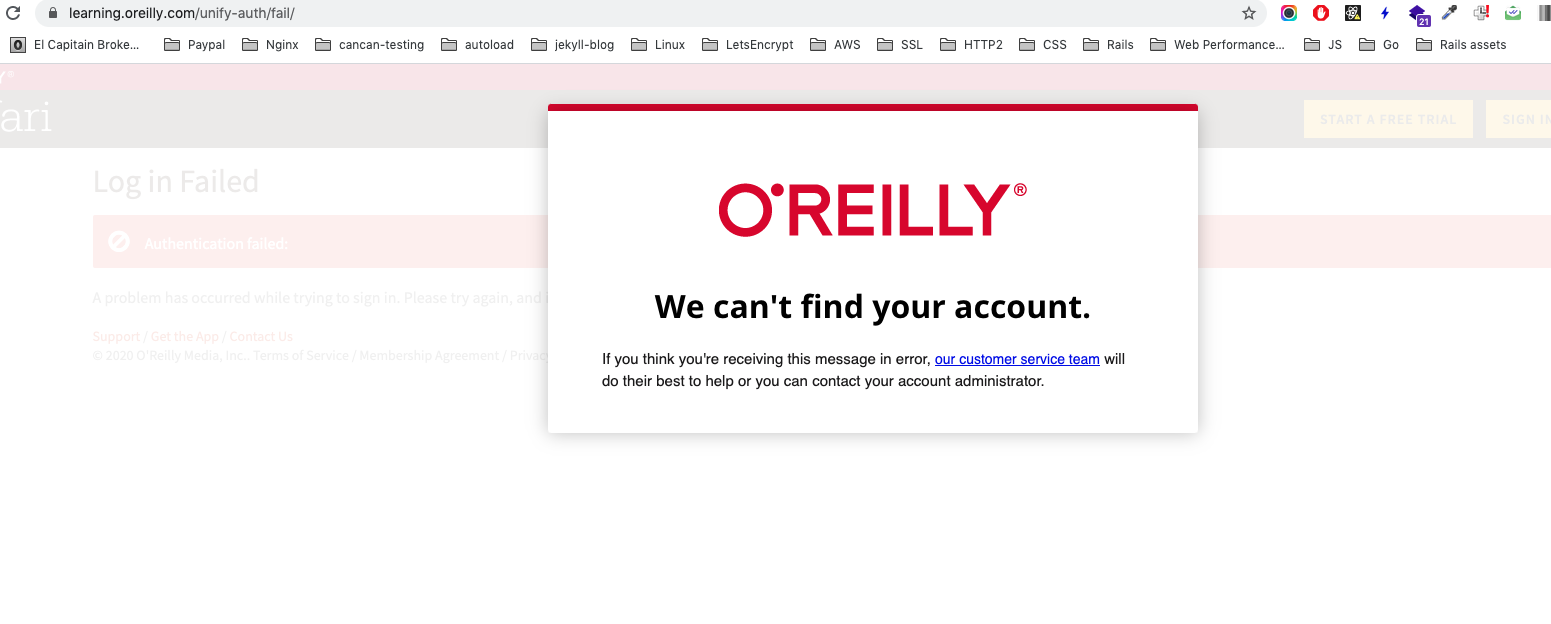 O'Reilly Can't find account